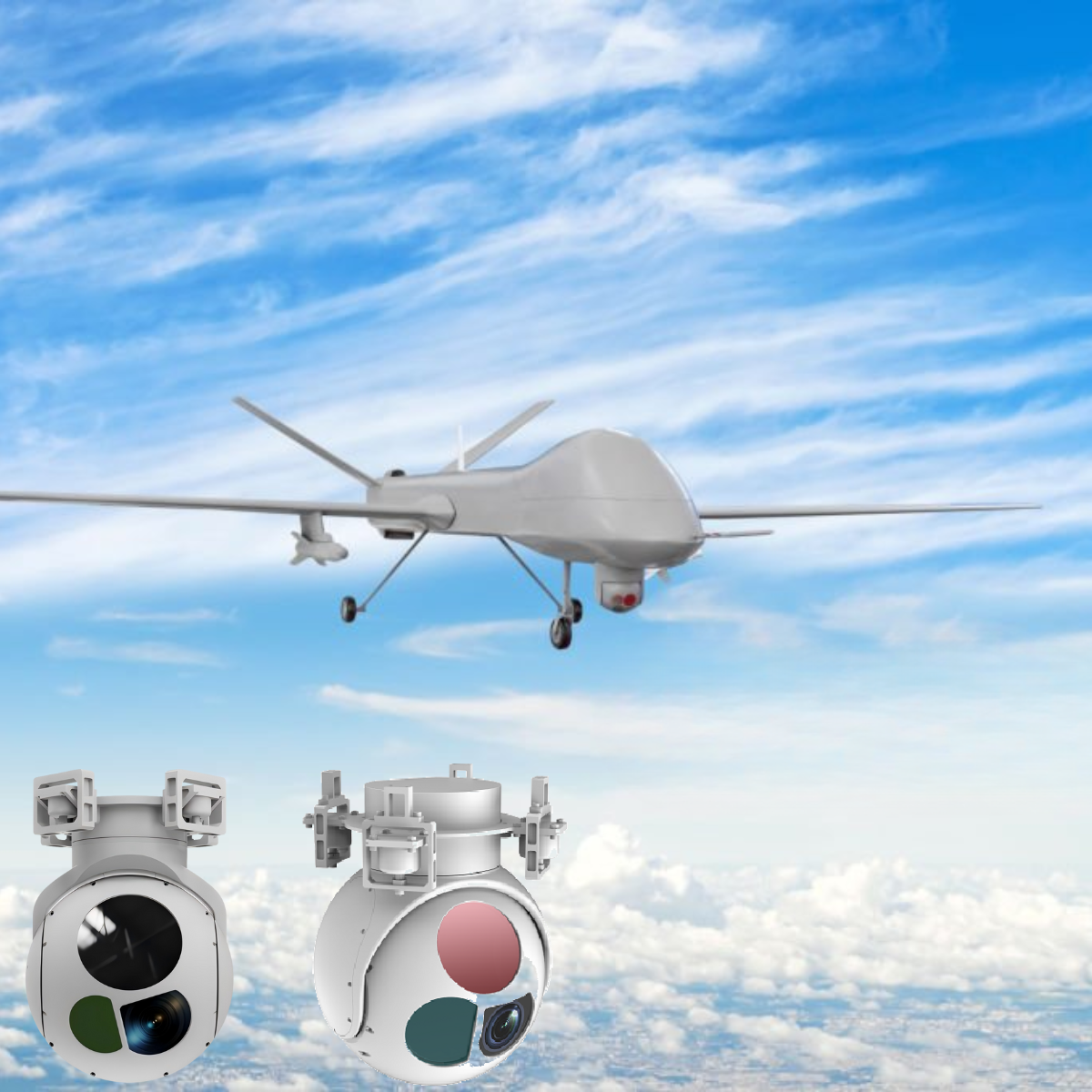 S230TE Dual-Axis Triple-Sensor Electro-Optical Pod  High Stabilization 40x EO Sensor UAV Payload 6KM Laser Ranging Camera