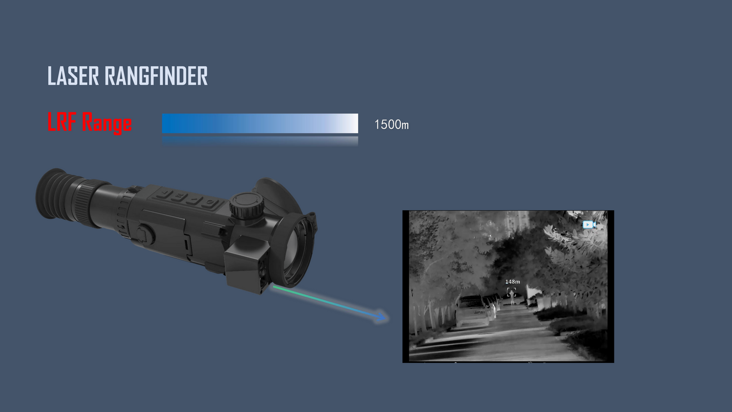 HD Thermal Scope with with 20mk Sensor, Ballistic Calculator and Laser Rangefinder for Wild Boar Hunting